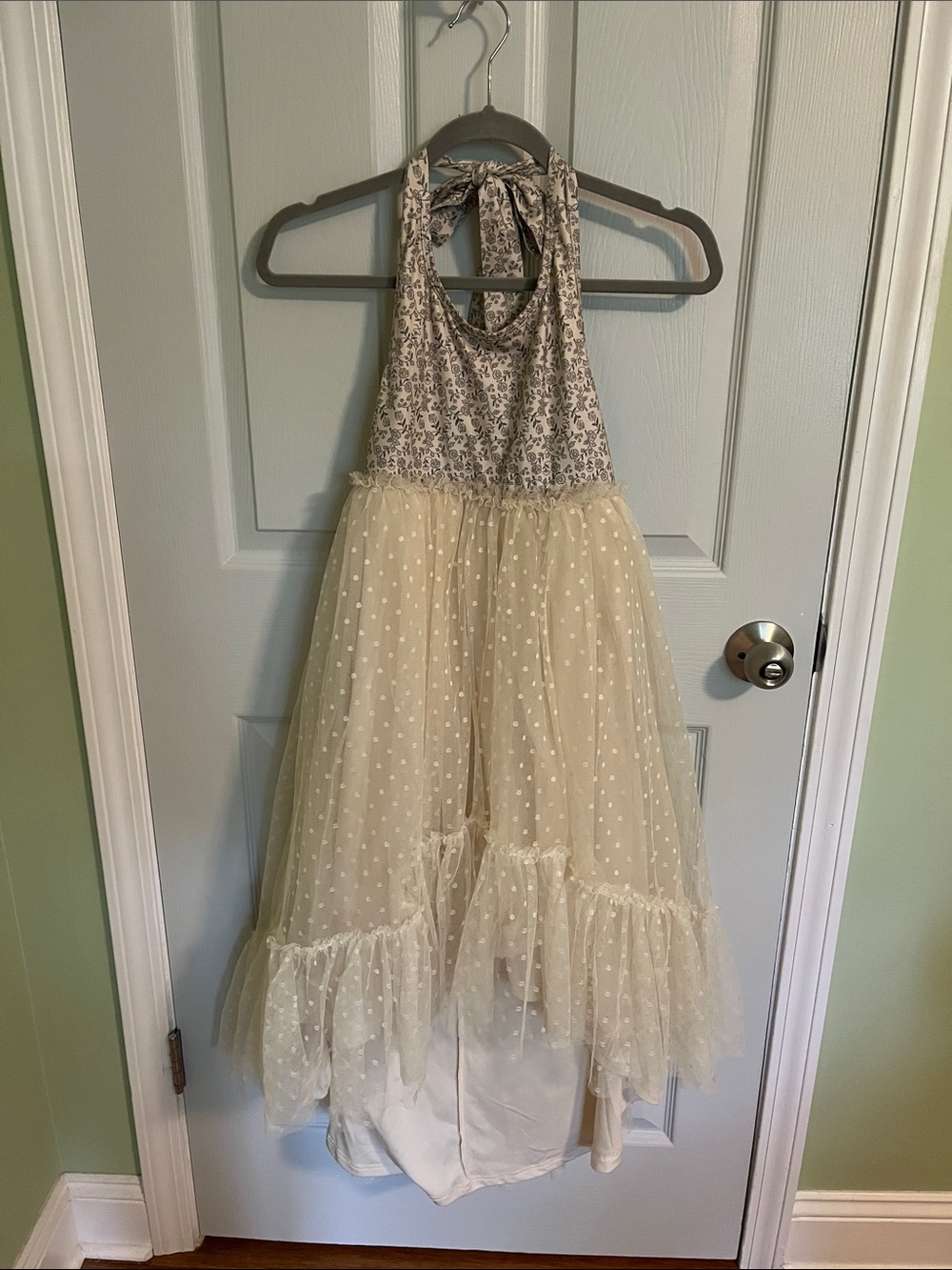 Joyfolie Mixed Floral top and lace Skirt with Ivory Trim